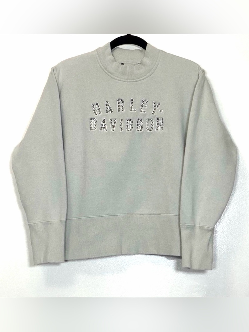 Harley-Davidson Light Gray Studded Logo Crewneck Sweater